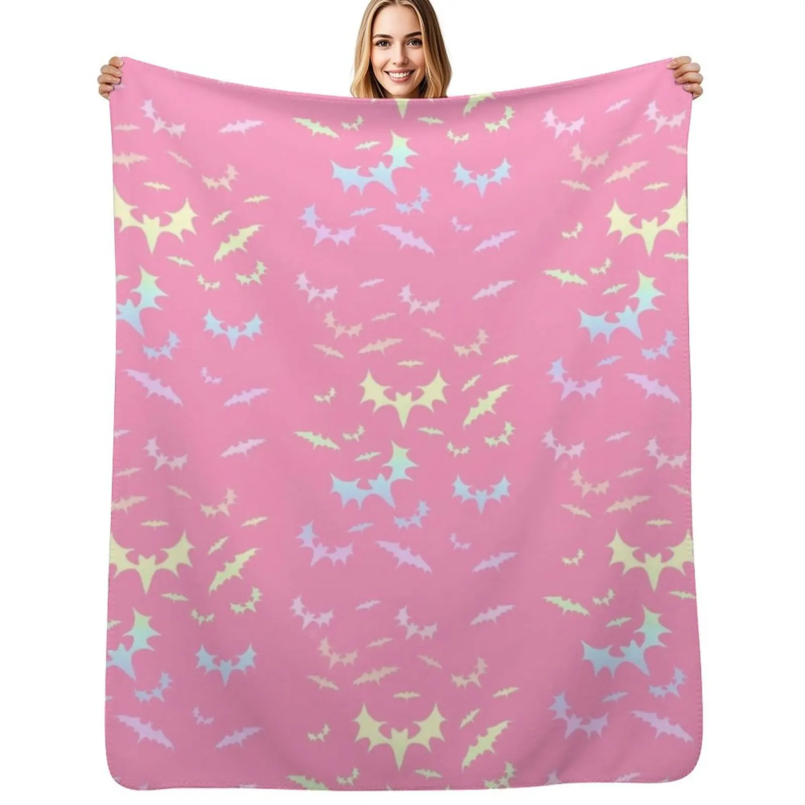 

Pastel Rainbow Bats Throw Blanket Plaid Blankets For Bed Weighted Beautifuls Blankets