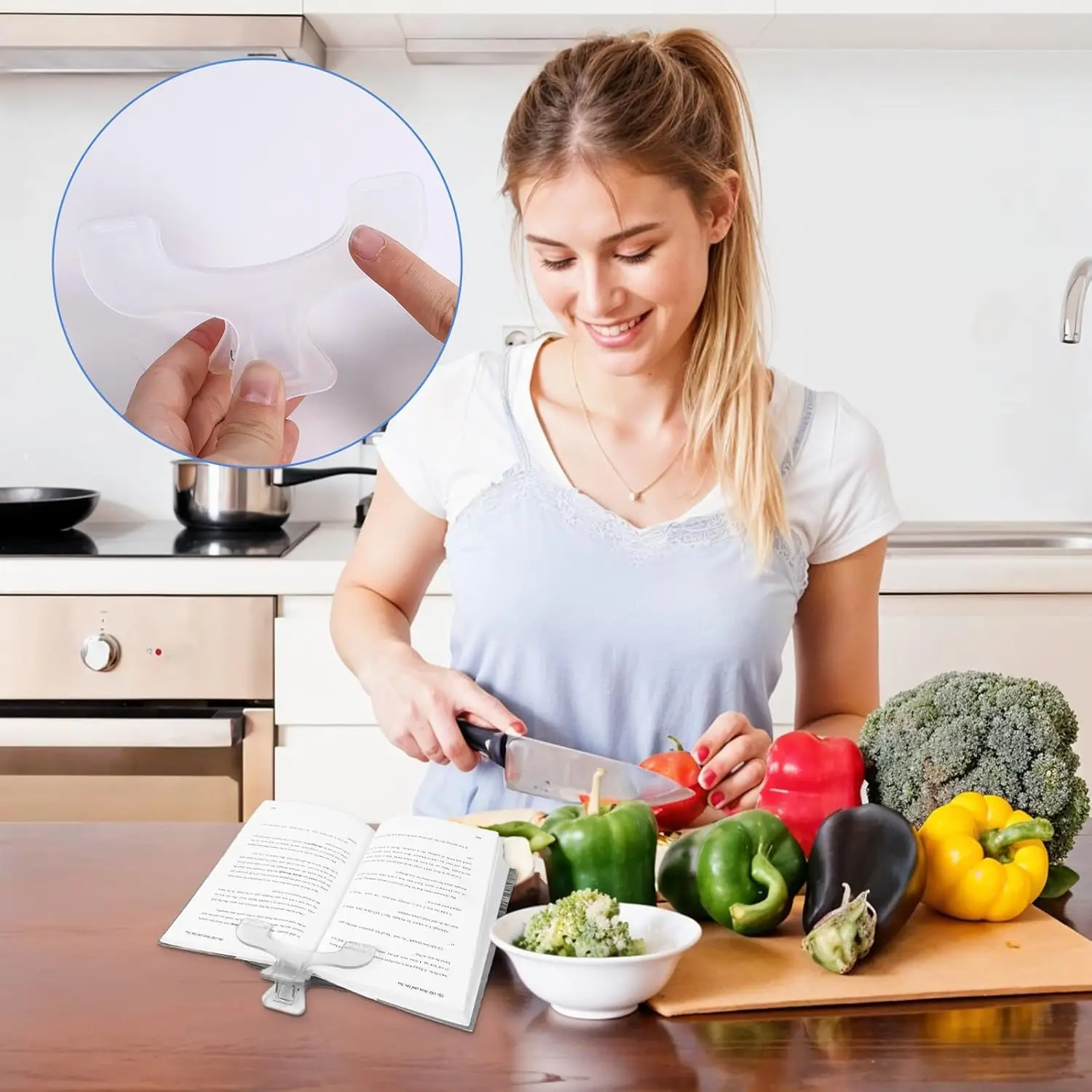 قطعتان من مشابك الكتب، حامل صفحة وزن الكتاب، مشابك كتب شفافة لحمل الكتب المفتوحة وحاملي صفحات القراءة المحمولة للمكتب