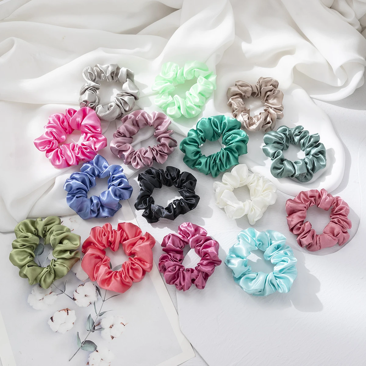 15 pezzi primavera ed estate moda tinta unita raso intestino crasso fascia per capelli ragazze fuori