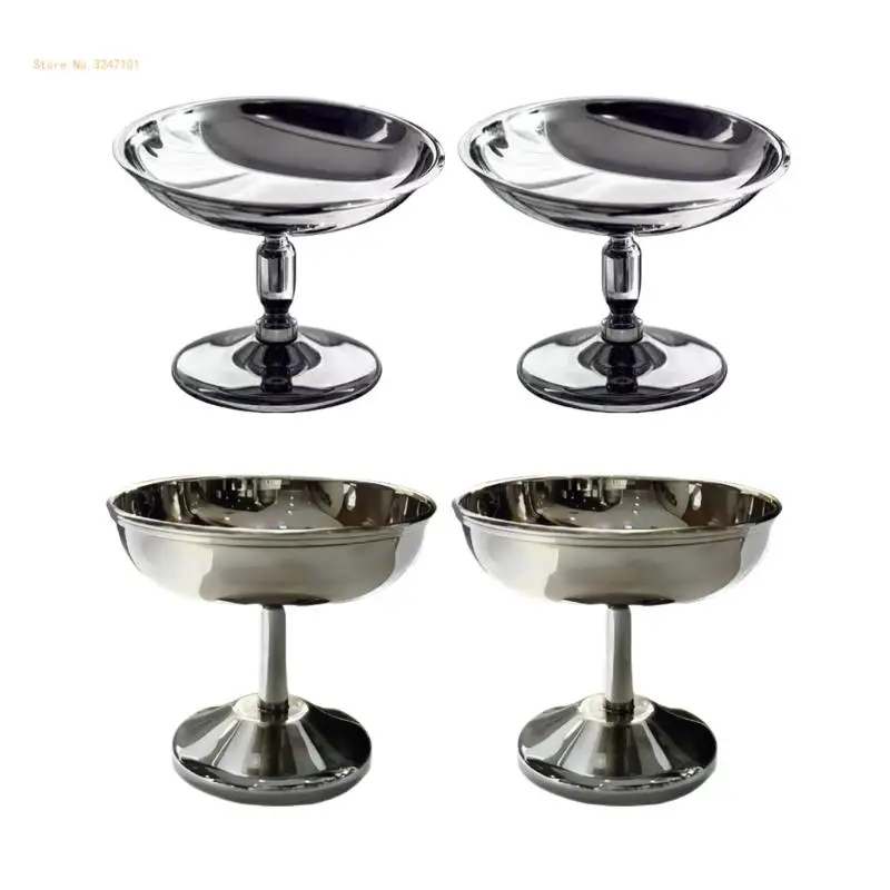 

Pack of 2 Goblet Dessert Cups 304Stainless Steel Texture Puddings Cups Small Cake Plate for Ice Cream and Puddings Dropship