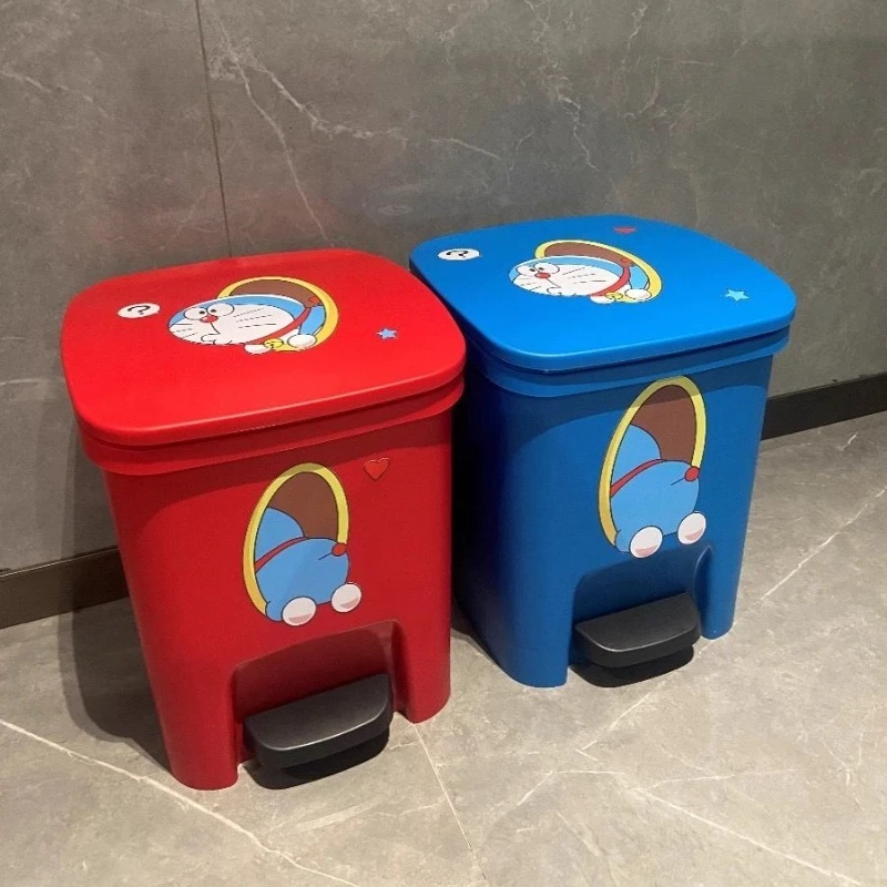 

Ножная педаль Doraemon, бесшумная, медленное потомка, большая емкость, мусорное ведро, мультяшная наклейка, узор, украшение, украшение, подарок для дома