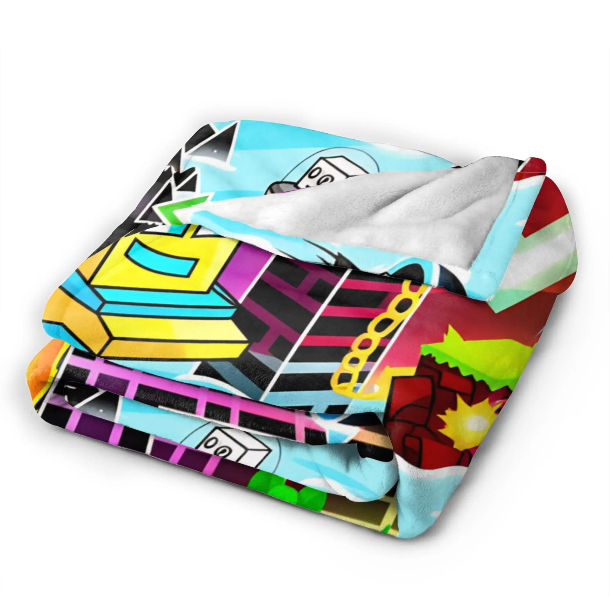Geometry Dash Difficulty Demon Faces Plush Blanket Boy Girl  Flannel Throw Blanket For Outdoor Warm Soft Bedspread