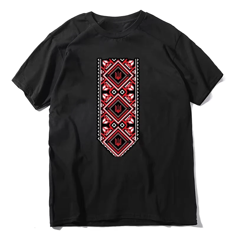 Men's Multiple Color T Shirts 2026 Fashion Men 100% Ukrainian Embroidered Print Vyshyvanka of Ukraine Tops