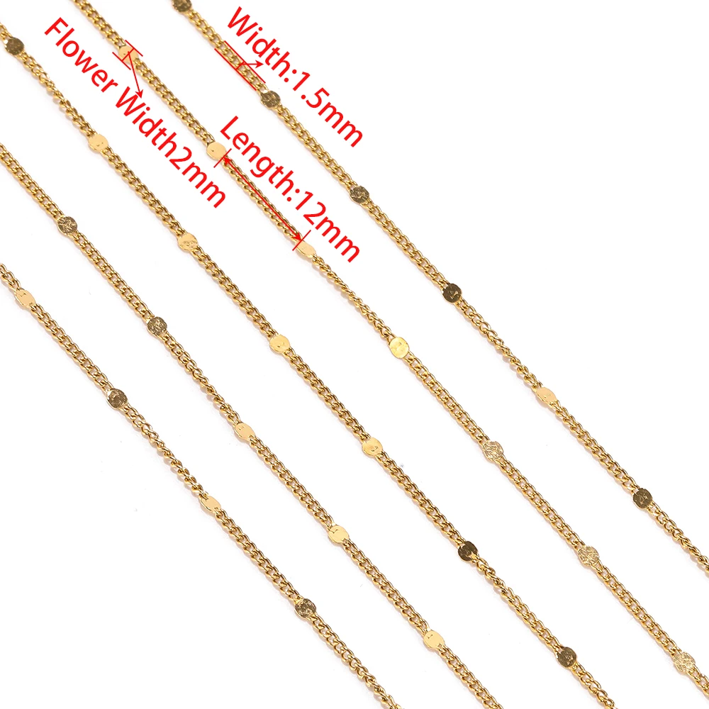 2 Meter Stainless Steel Bulk Textured Flat Oval Chain Gold Link Chains for DIY Necklace Bracelet Findings Jewelry Making Crafts