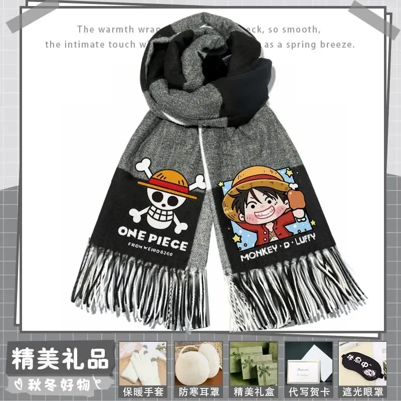 Anime one piece scarf Boys' autumn and winter students' Korean style high looks anime versatile thickened warm shawl scarf