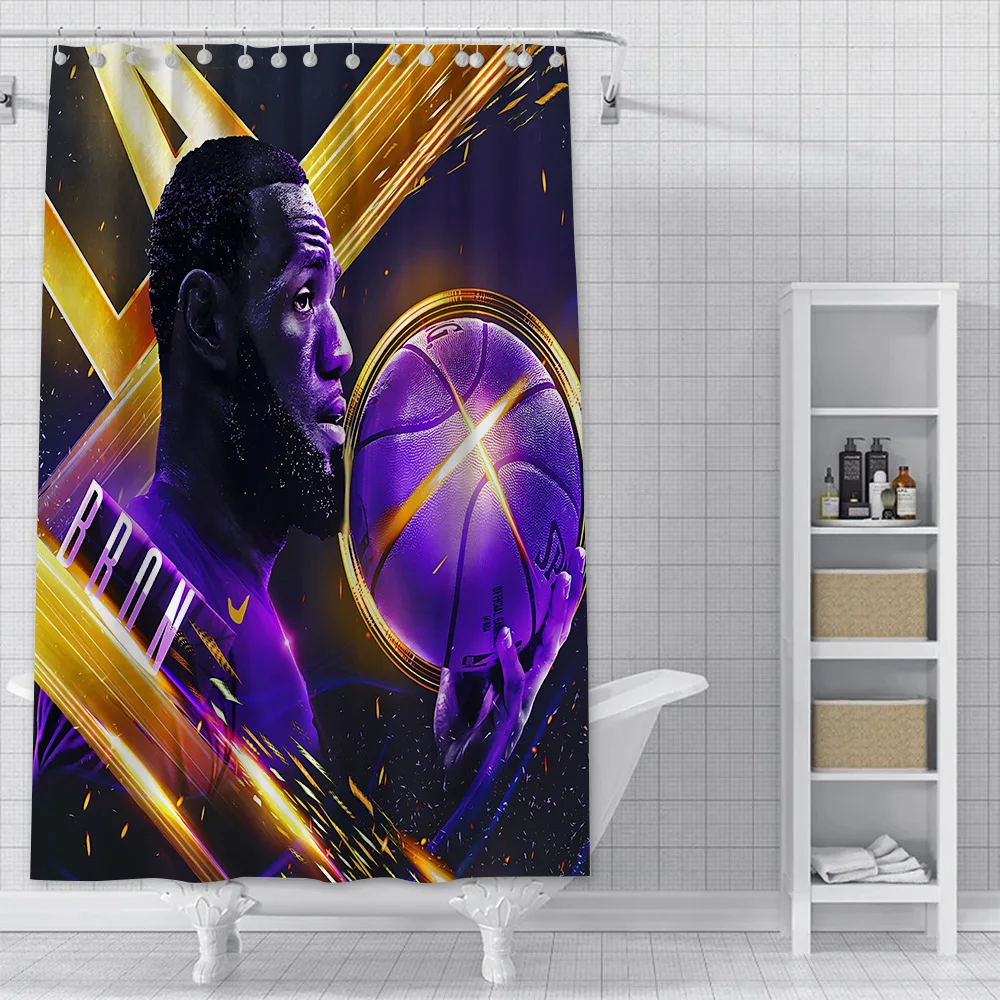 Famous Basketball Player Shower Curtain Waterproof Polyester Fabric Paint Bath Curtains Home Bathroom Decor Curtain With Hook