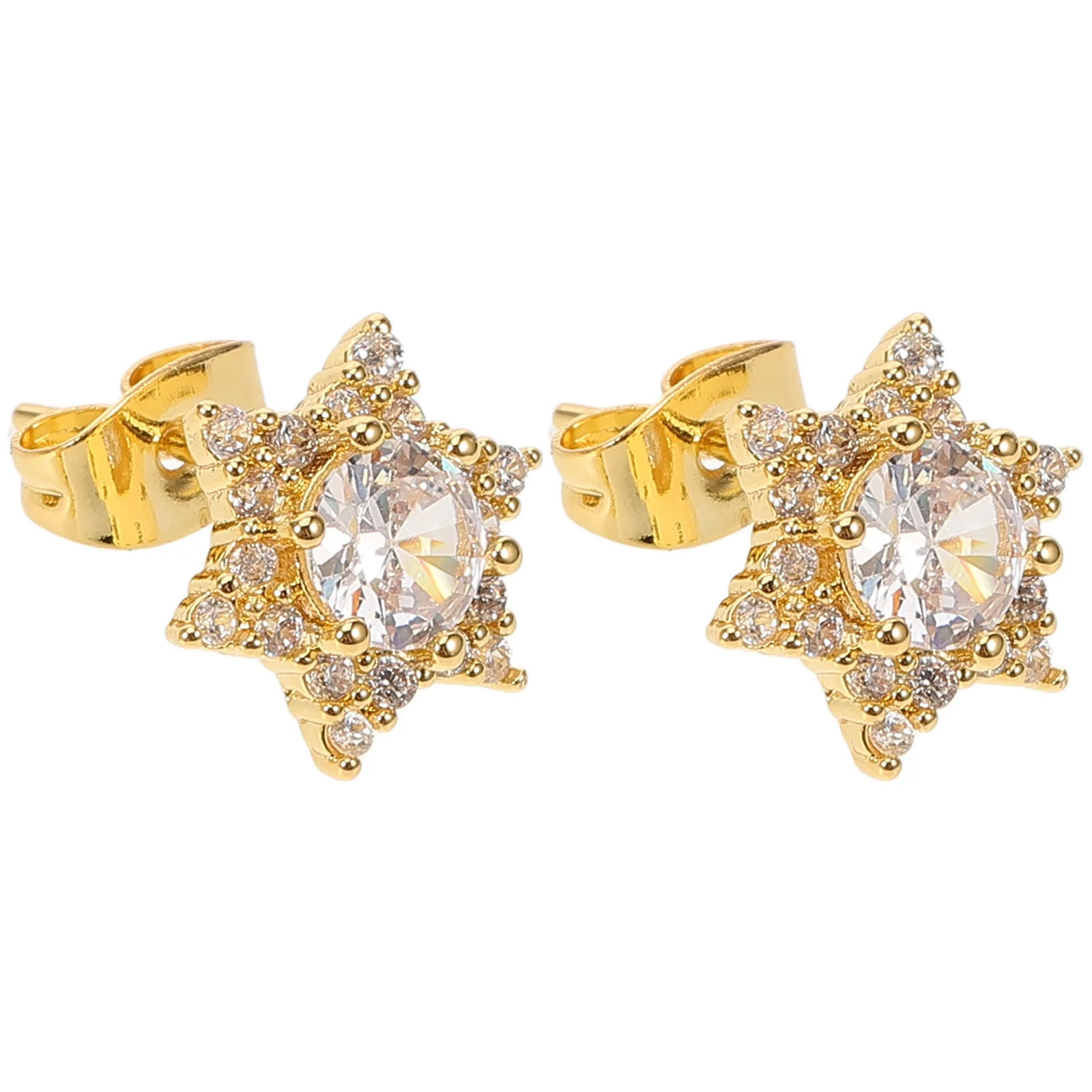 

1Pair Hexagram Zircon Ear Studs Trendy Earrings for Women Lightweight Minimalist Jewelry Suitable for Sportswear Casual Formal