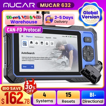 THINKCAR MUCAR 632 Automotive Tools Life Free Obd2 Scanner CANFD 15 Reset 4 System Bidirectional Diagnostic Auto OBD Scanners