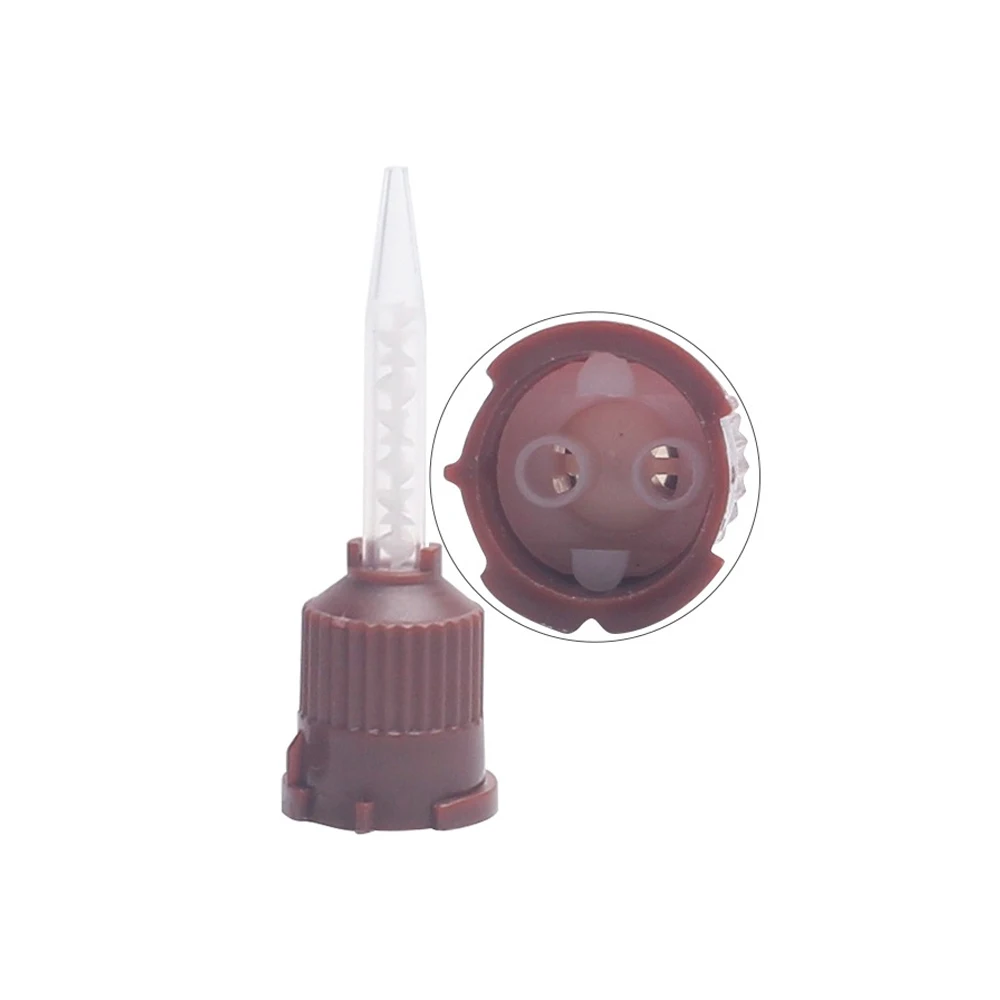 PIORPOY 50 Pcs Dental HP Impression Mixing Tips Brown With X-Fine Intra Oral Tips For Endo Core Marterials Odontología Tools
