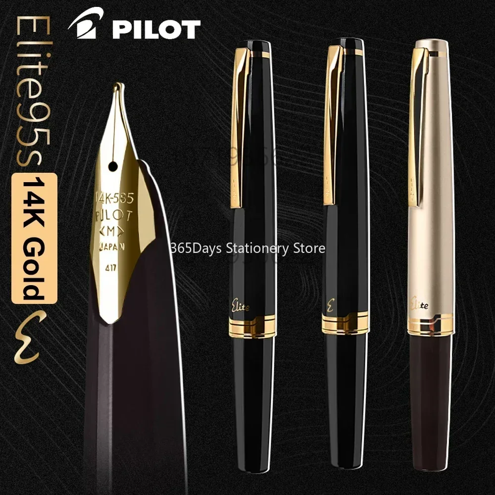 นักบินญี่ปุ่น Fountain ปากกา 14K Gold Nib 95s Elite 95th ANNIVERSARY แกะสลักออกแบบกระเป๋าแบบพกพาปากกาทอง High-end เครื่องเขียน