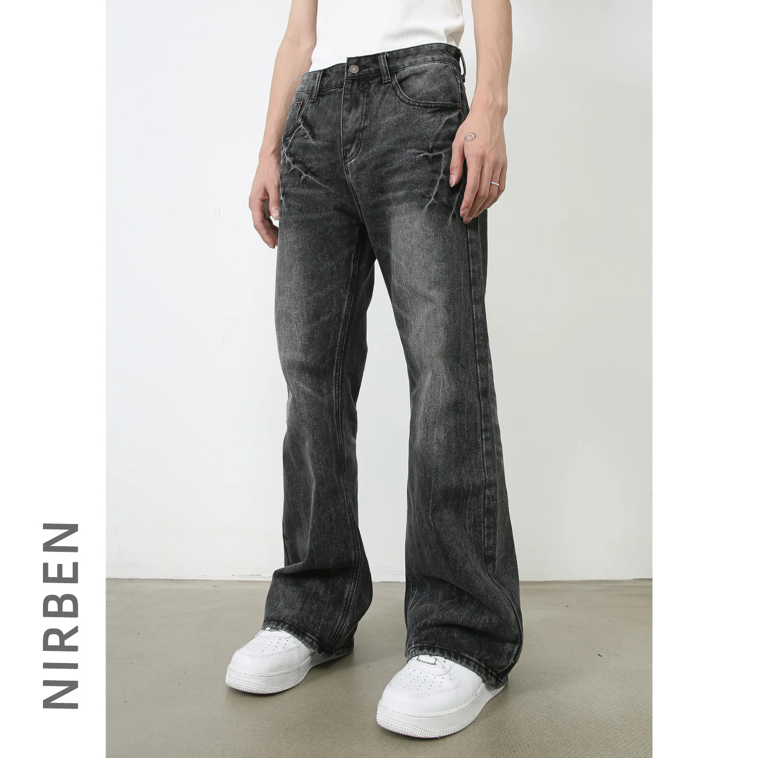 Denim American Black And Gray Jeans Men's Micro-stretch Thin Pants