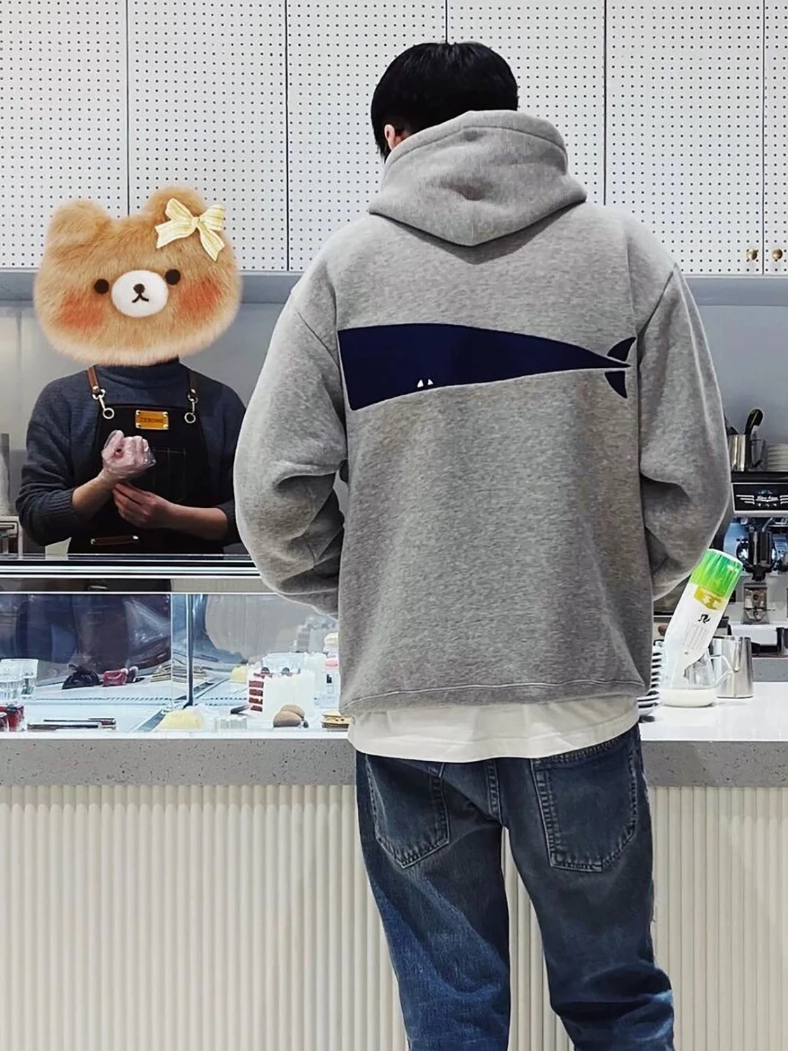 

Japanese Printed Whale Hoodie 23aw for Men Simple Fashion Hooded Clothing