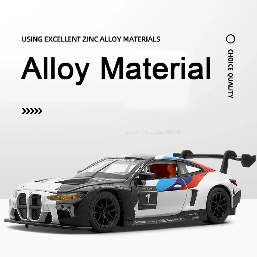 1/24 BMW M4 GT3 Alloy Cars Model Toy Simulation Metal Diecast Supercar Models Vehicle Decorations Kids Birthday Gifts Collection