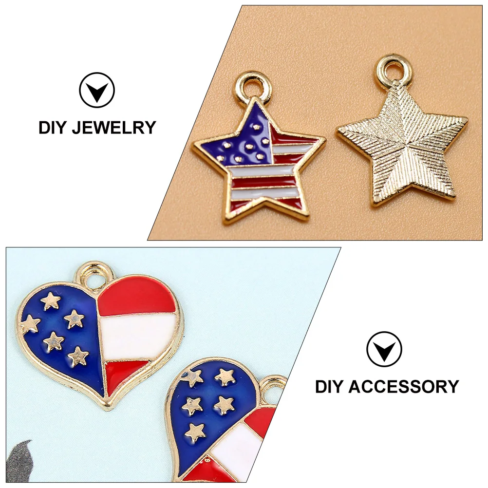 

30pcs Alloy Diy Pendant Charms American Flag Pattern Jewelry Making Accessories Decorative Craft Ornament Irregular Shaped