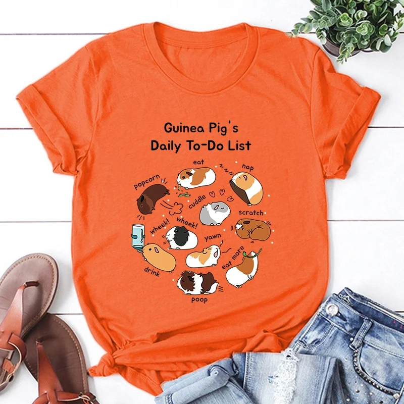 Fashion New Guinea Pig Daily To Do List T-Shirt Men And Women Cartoon T-Shirt Harajuku Streetwear T-Shirt Casual Tops Tees