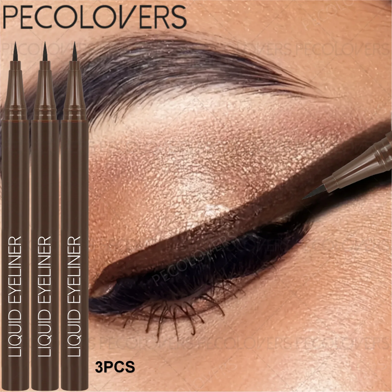 3-teiliger glatter Eyeliner-Stift – wischfester Augenstift, schnell trocknend für alle Gelegenheiten, Schwarz und Dunkelbraun, Augen-Make-up