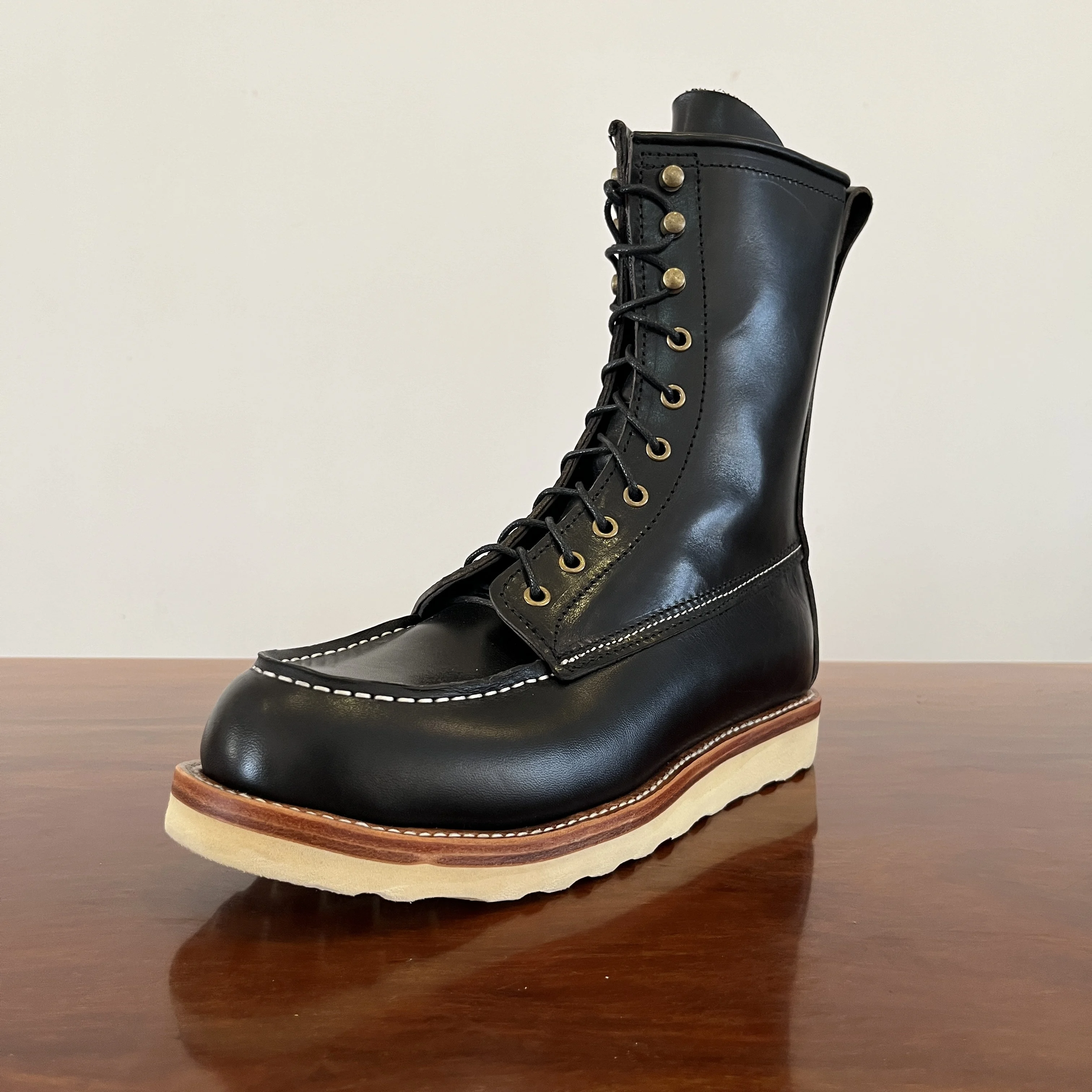 V750 RockCanRoll Size 35-52 Genuine Italian Vegetable Tanning Cow Leather Handmade Durable Goodyear Welted Biker Boot