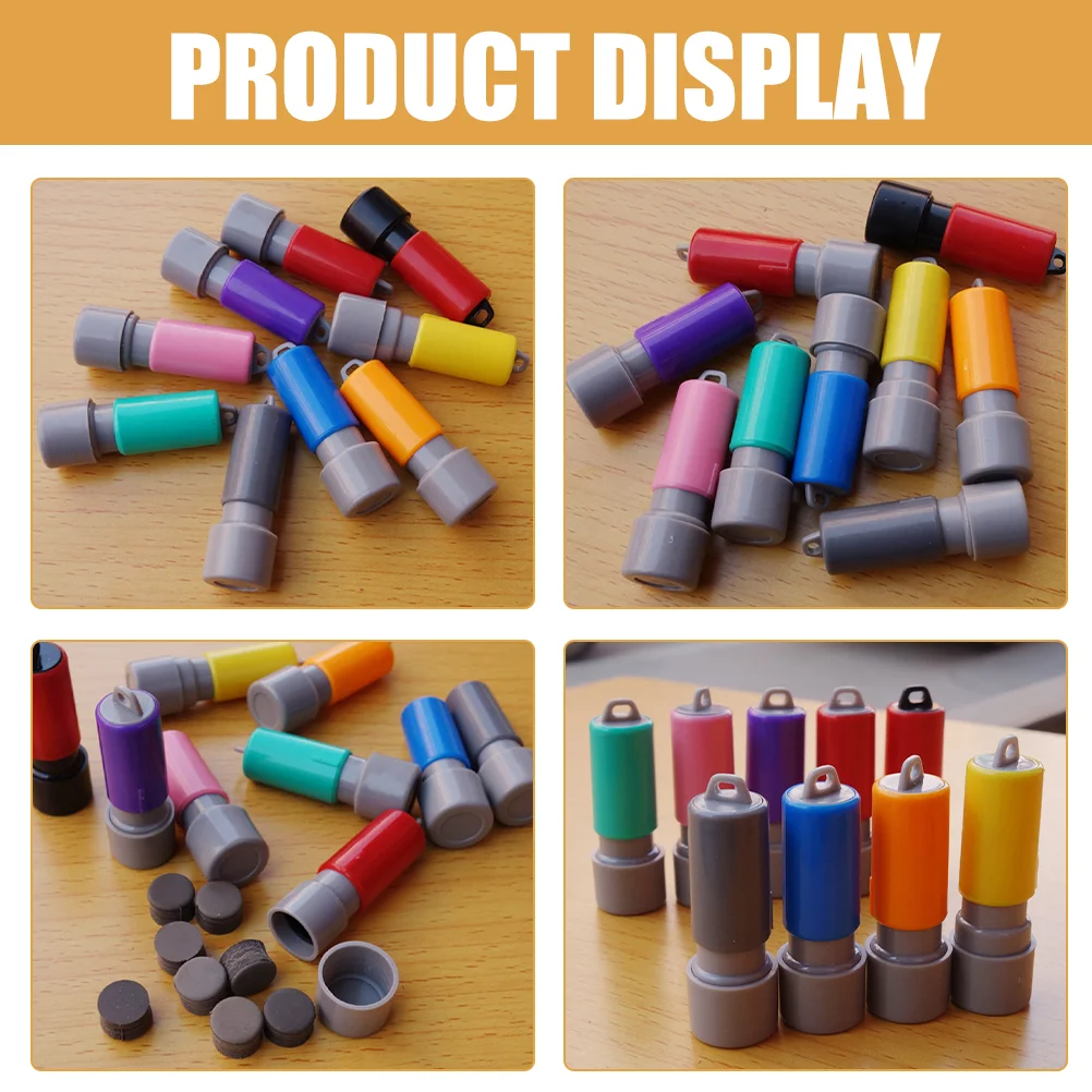 10 Pcs Seal Case DIY with Ink Pad Stamp Accessory Mini Blank Stamps Plastic Making Tool Name