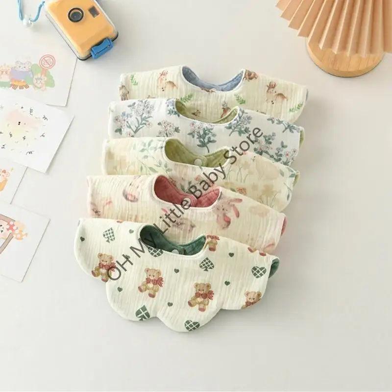 مريلة أطفال قابلة للعكس M76C للرضع والأطفال الصغار من القطن الناعم للتجشؤ على الوجهين مريلة للتسنين لسهولة التنظيف #3