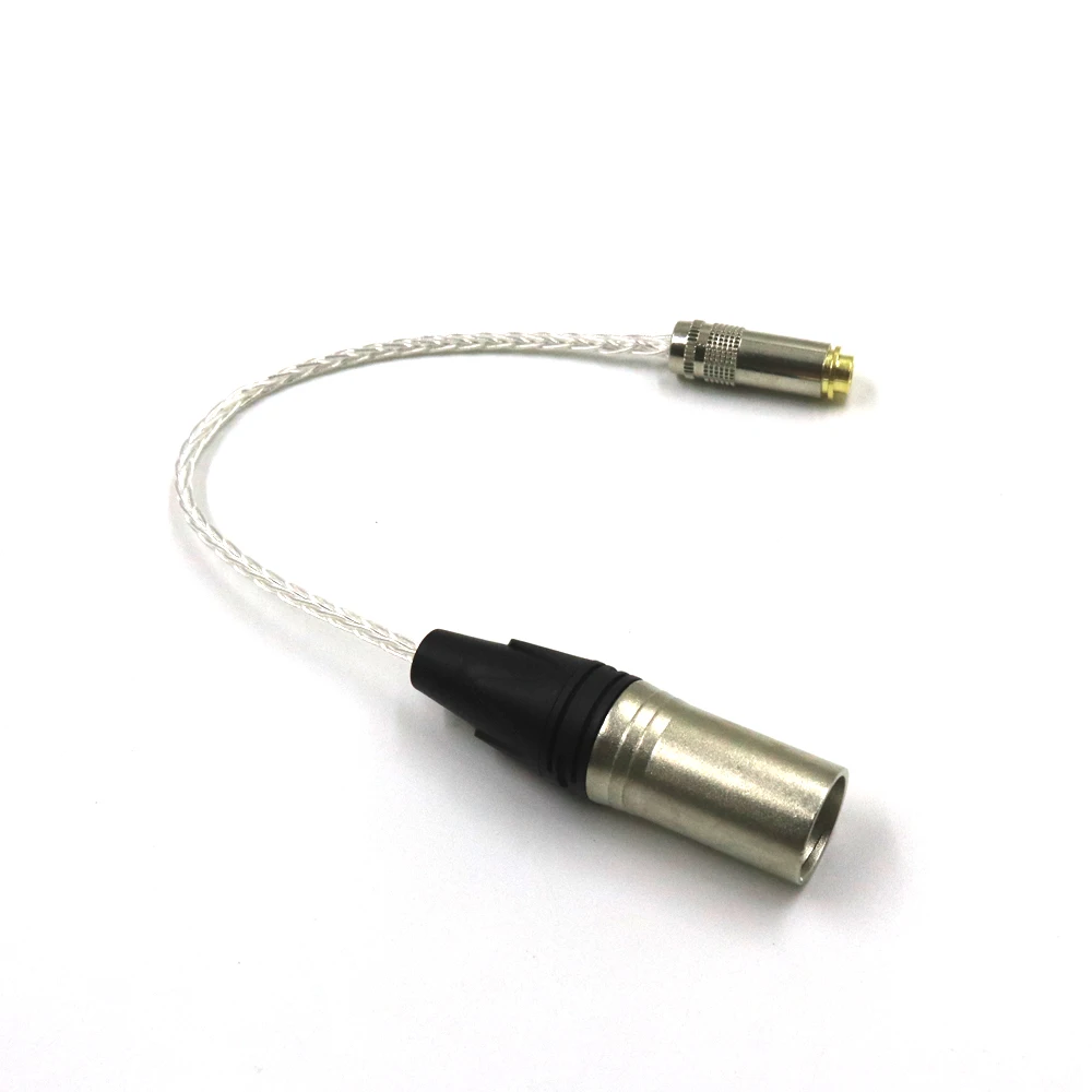 HiFi 4 Pin XLR to 4.4mm Female Balanced 8 Core Silver Audio Headphone Adaper Cable Female to Male