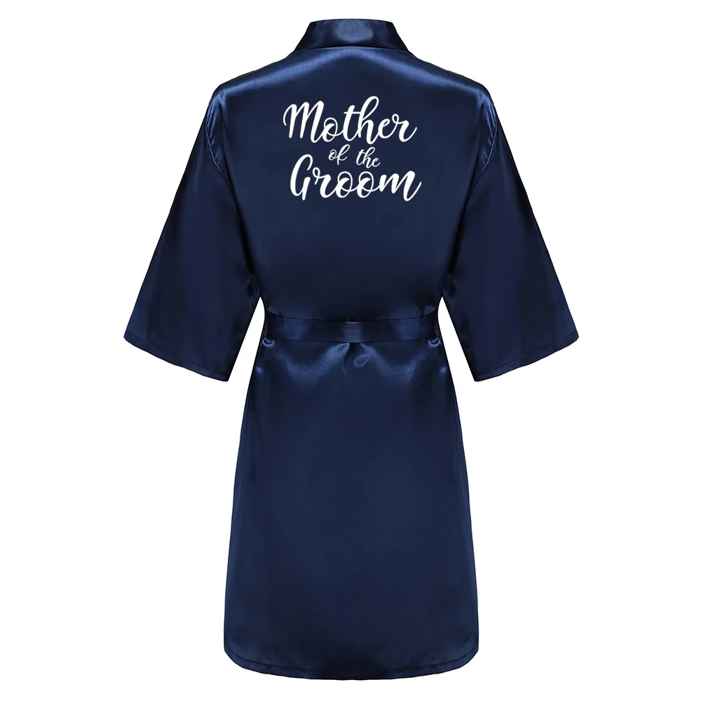 Satin Silk Robes Plus Size Wedding Bathrobe Bride Bridesmaid Mother Maid of Honor Gown Women Clothing Sleepwear Navy Blue