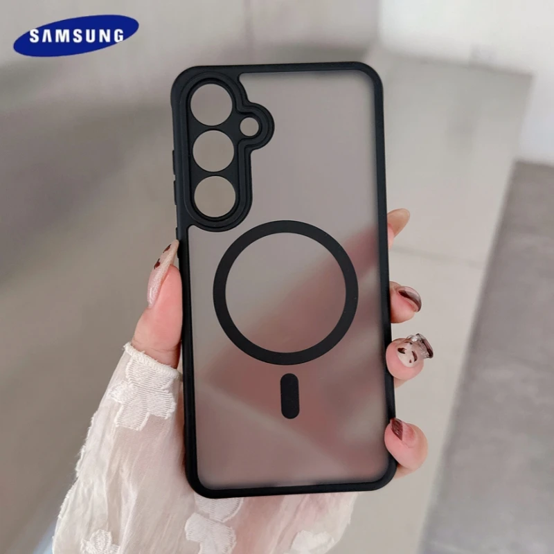 Frosted Magnetic Case For Samsung Galaxy S25 Edge S24 S23 S22 Ultra Plus FE A14 A15 A16 A05 For Magsafe Wireless Charge Cover