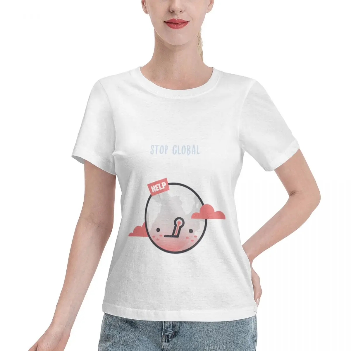 Blank For Print Stop Global Warming Climate Change Women's T-shirt Luxury Summer Women Top