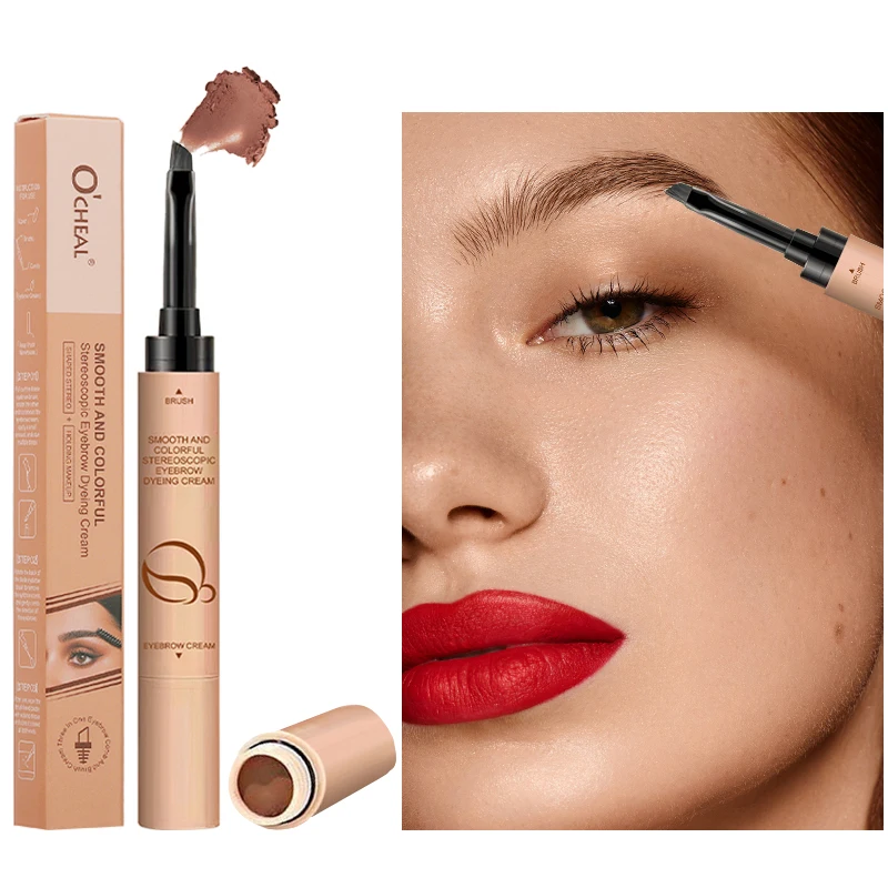 OCHEAL Eyebrow Dyeing Pomade Cream Eyeliner Pencil 2 in 1 Waterproof Long-lasting Tinted Eyebrow Dyeing Cream Beauty Cosmetics