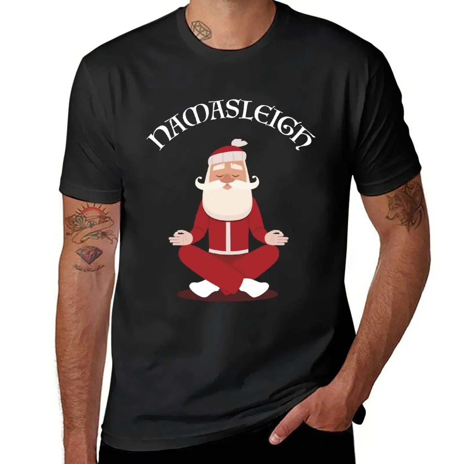 New Funny Christmas Namasleigh Santa Yoga Position Gif T-Shirt T-shirt short summer top man clothes mens big and tall t shirts