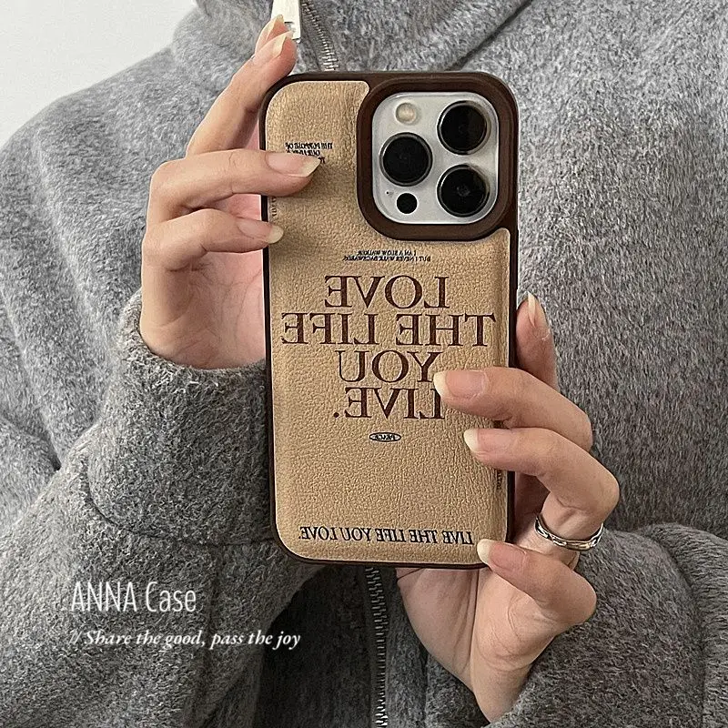 

Premium Sense iphone11 Retro iphone13 Khaki Brown iphone15 English for iphone14promax phone case iphone12