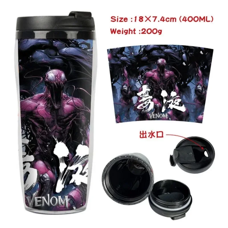 Marvel Digital Printing Plastic Mug Venom Around Students Double Layer Insulated Plastic Drinking Cup Fashion Leisure Sports Mug