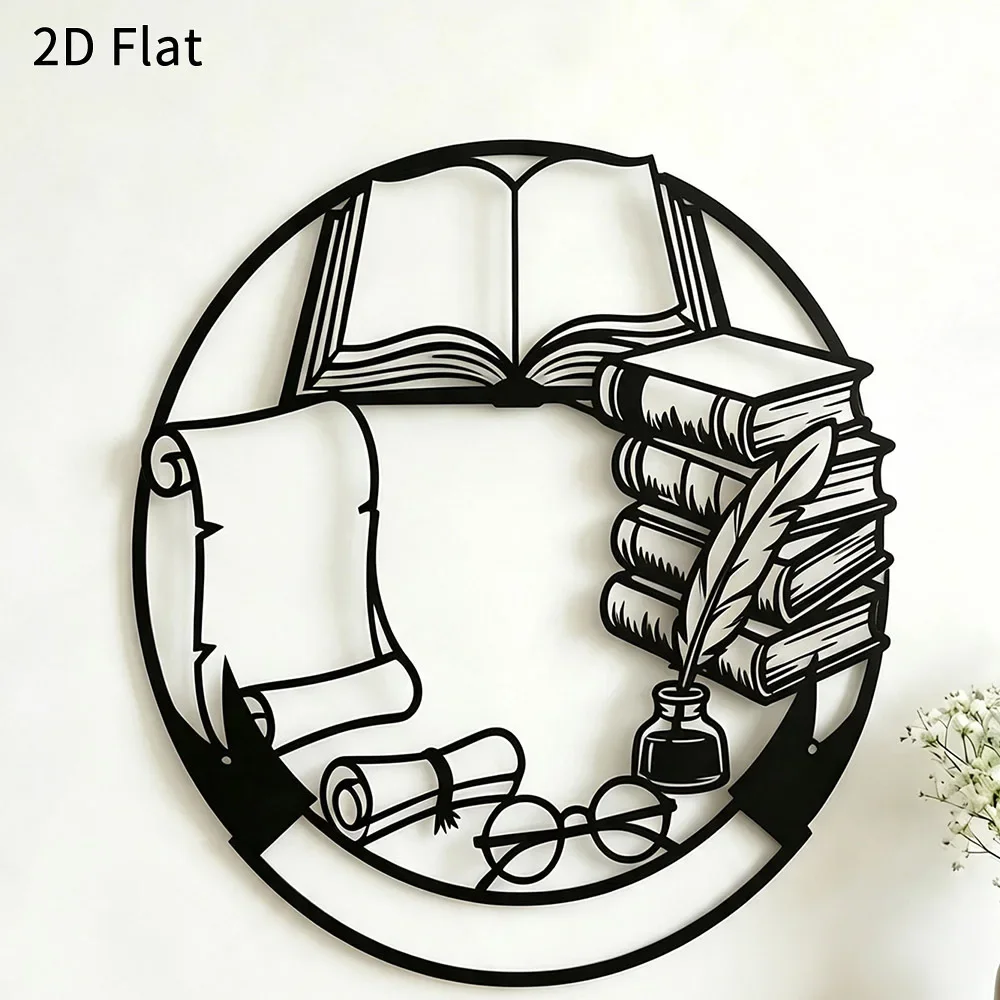 CIFBUY Iron Wall Art Vintage Book Lover Metal Decor Elegant Literary Ornament For Reading Room Home Office Library Bookshelf