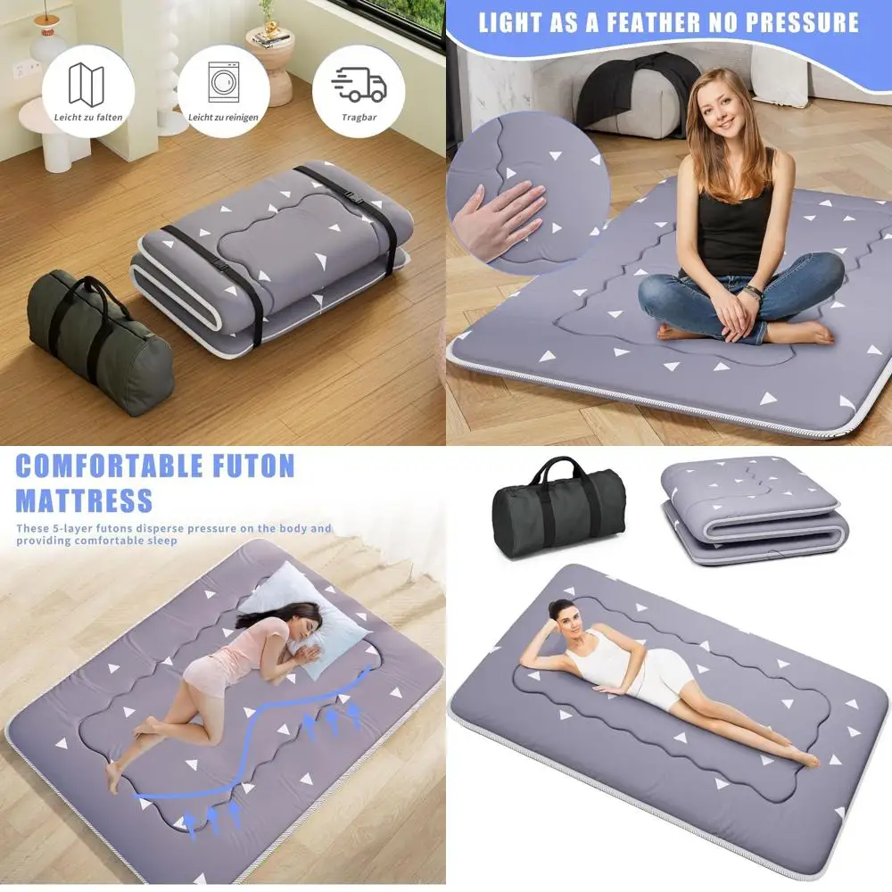 

Портативный складной матрас-футон с сумкой, серый, 60x80 для общежития и кемпинга