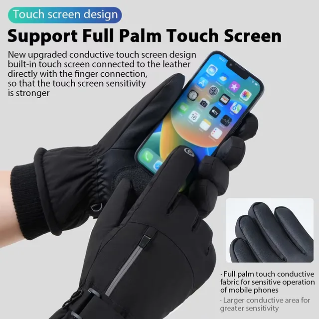 1Pair Ski Gloves Lengthen The Wrist Windproof Warm Thickened Palm Pads Commuting Cycling Waterproof Touch Screen Unisex 4 1Pair Ski Gloves Lengthen The Wrist Windproof Warm Thickened Palm Pads Commuting Cycling Waterproof Touch Screen Unisex 4