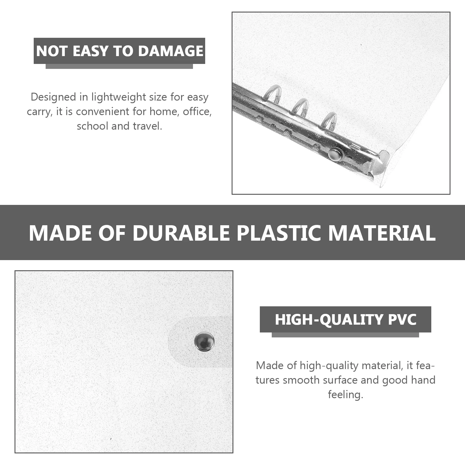 

1pc Plastic Loose-Leaf Binder Notepad Case Waterproof Diary Cover Handbook Protector Smooth Surface Easy Cleaning Long