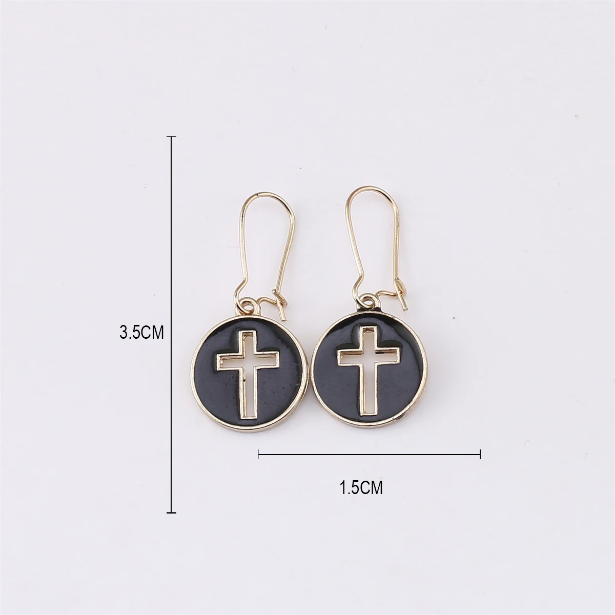 Neo-Gothic Black Cross Drop Earrings Punk Metal Enamel Ear ring for Women Holiday Party Ear Jewelry