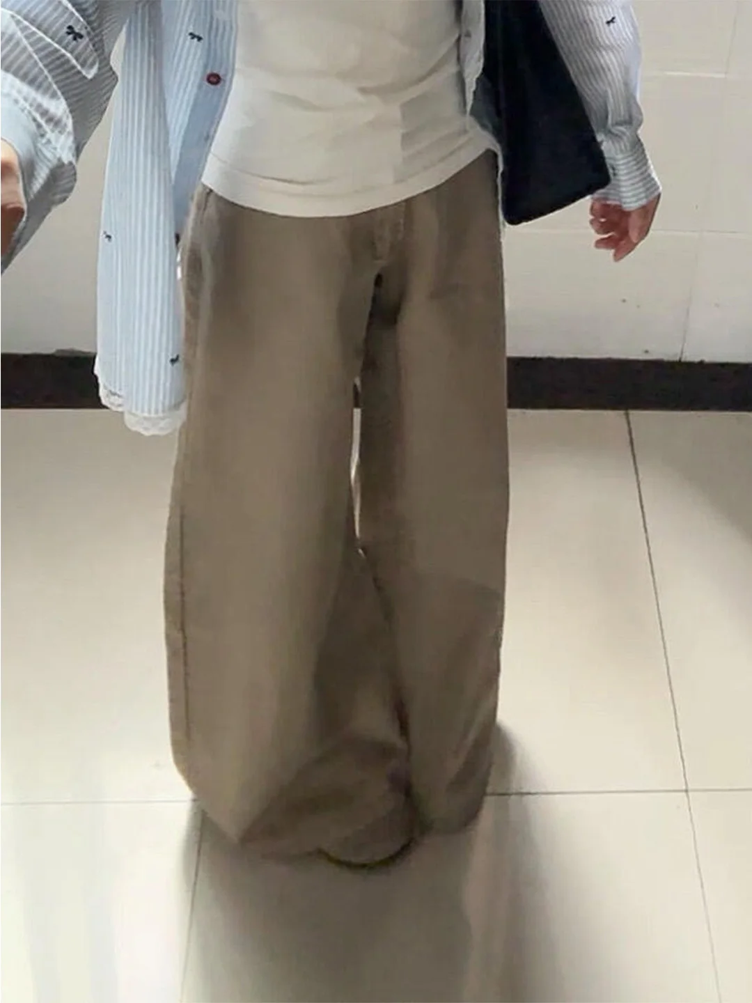 

Summer 2026 Slimming Khaki Washed Floor-Length Wide Leg Jeans Women's Loose Straight Narrow Version Denim High Waist American...