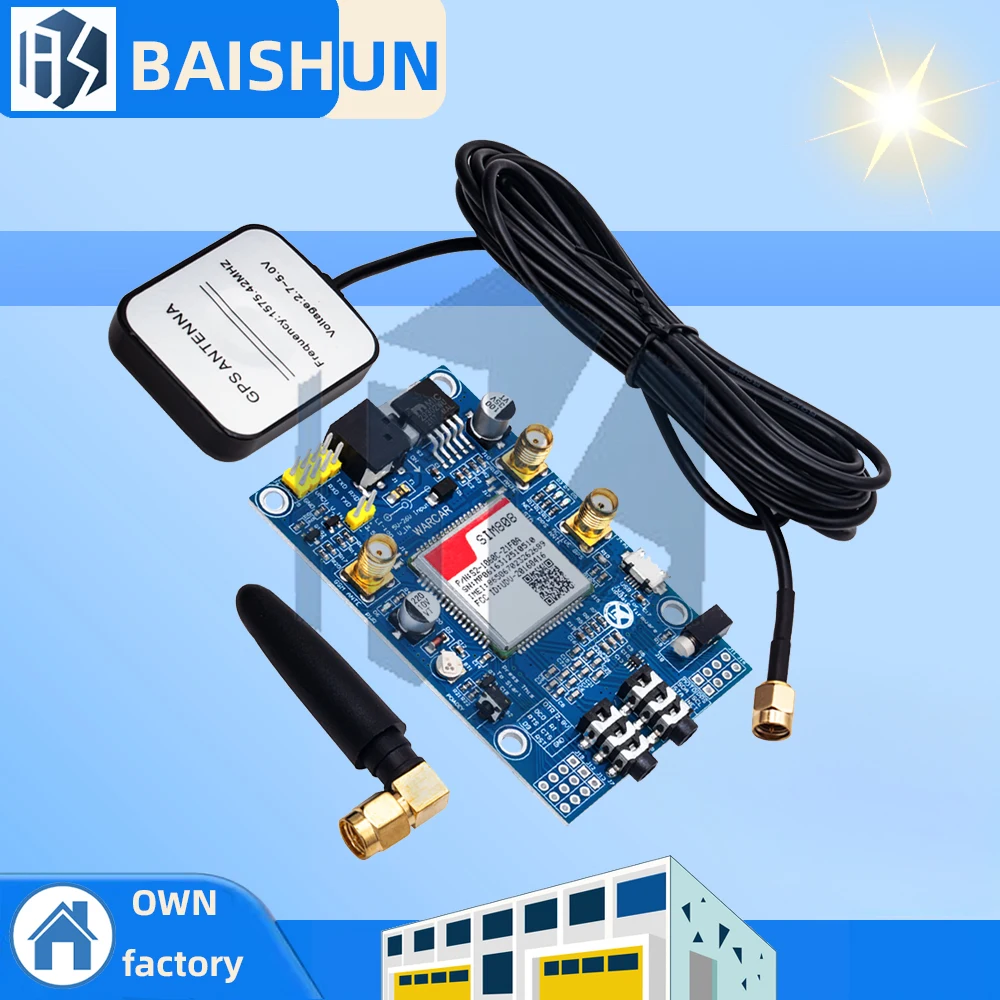 ‌SIM808 GSM/GPRS/GPS Development Board (Quad-Band, Global Coverage) | IPX SMA Connector w/ GPS Antenna for  Arduino