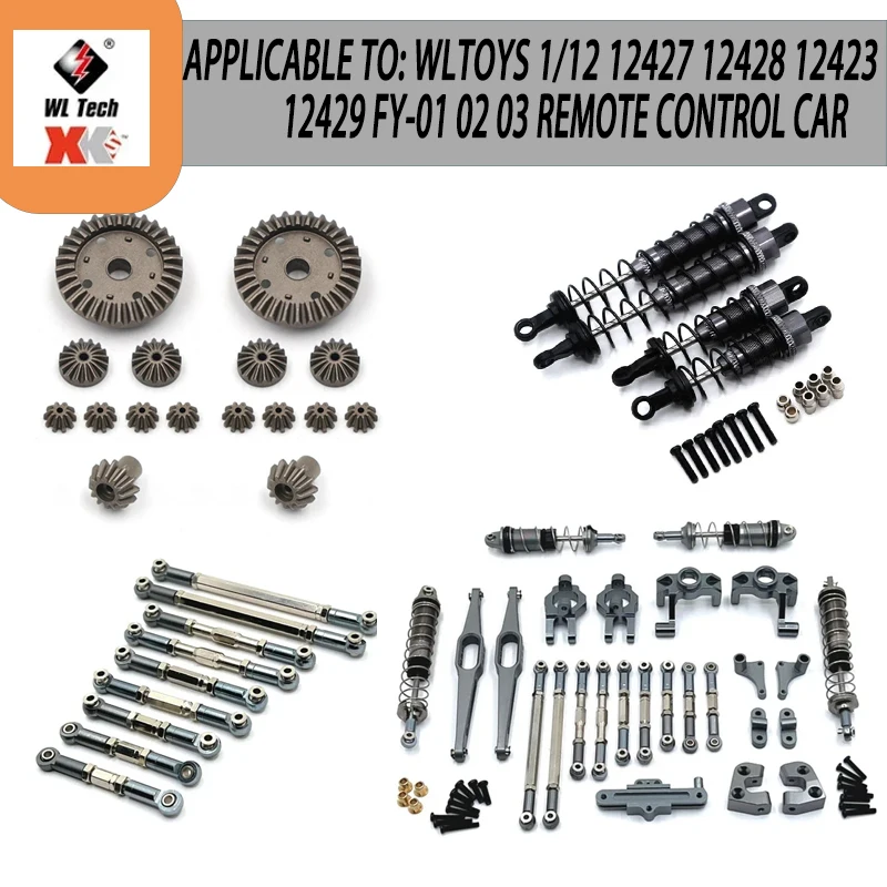 WLtoys-Kit de Piezas de Coche con Control Remoto, Piezas de Metal de Poste de Luz Principal 12429 Mejora Piezas MetalEngranaje Amortiguador Diferencial1/12