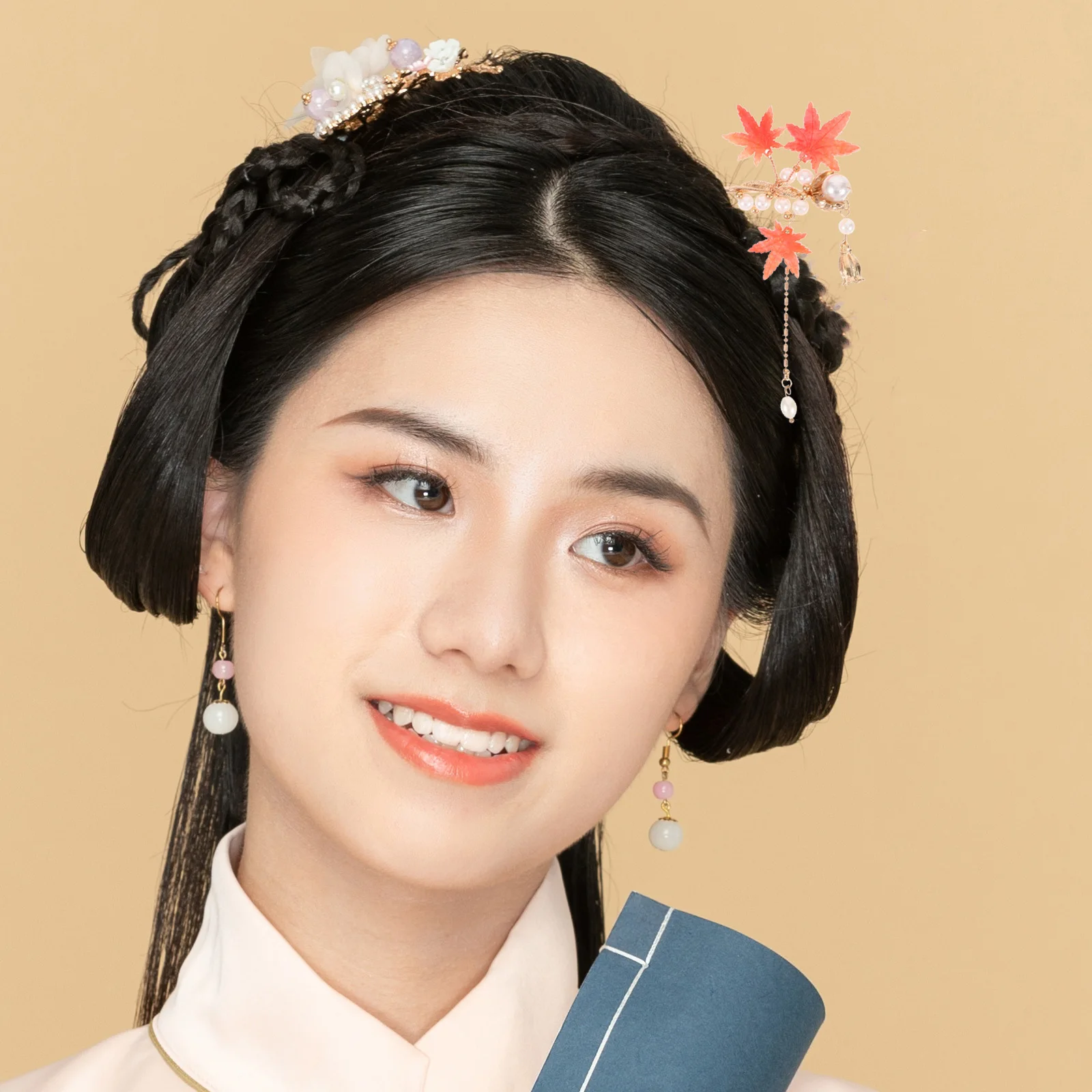 

Палочка с кленовым листом, винтажная палочка для еды в китайском стиле с металлической кисточкой для женщин и девочек, аксессуары для волос, держатель для булочек