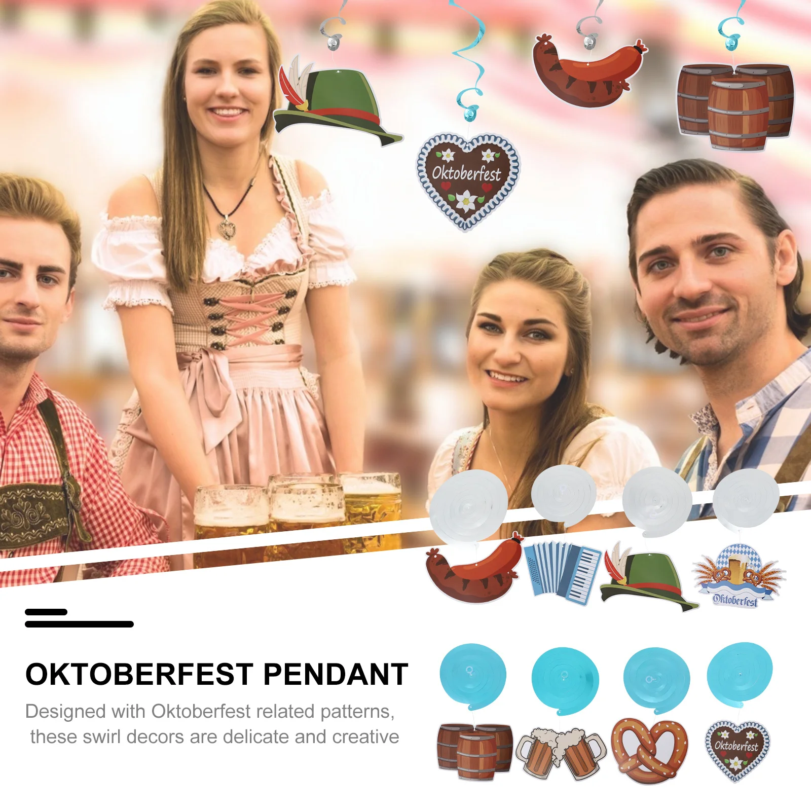 

30pcs Oktoberfest Hanging Decor Set Paper Party Supplies For Beer Festival Decoration Swirls Pendant Outdoor Indoor Party Use