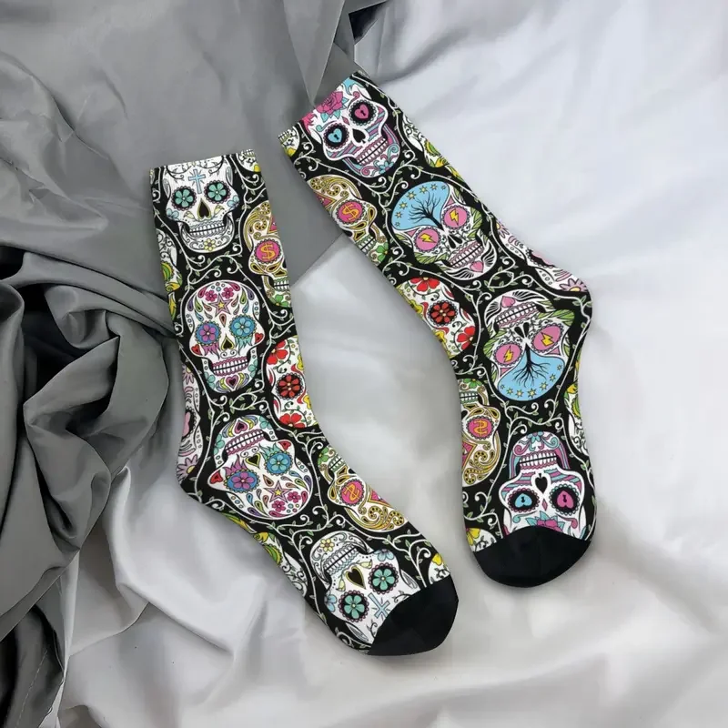 Y2K calcetines largos con patrón de calavera mexicana, medias Súper suaves, Harajuku, accesorios para todas las estaciones, Unisex, regalo de cumpleaños