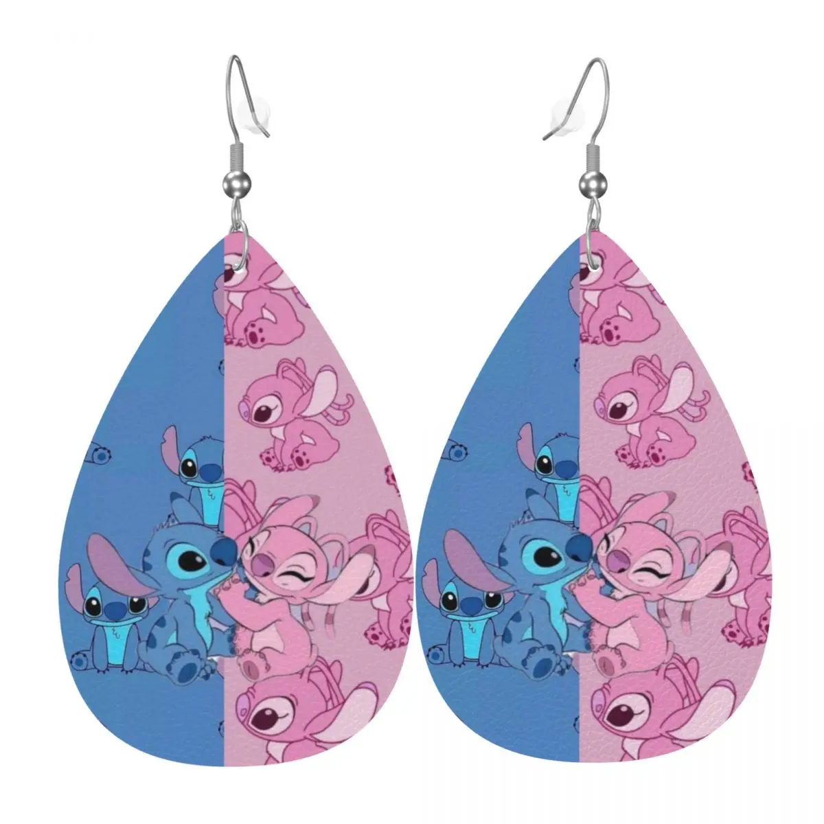 

Custom Cute Stitch And Angel Wallpaper PVC Leather Earrings Dangle Earrings Jewelry For Women For Wife Mother Gift