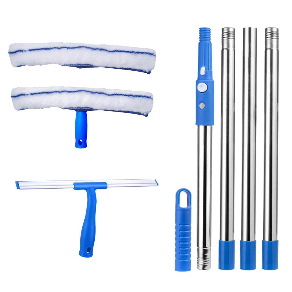 Escova de vidro para limpeza de janelas, rodo com mão longa de 53 polegadas, profissional, ferramenta de limpeza de manchas de água para banheiro