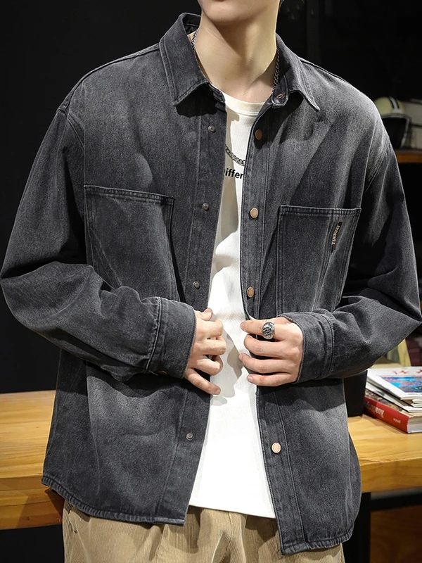 

Мужская джинсовая куртка свободного кроя, демисезонная, повседневная, дышащая, влагоотводящая