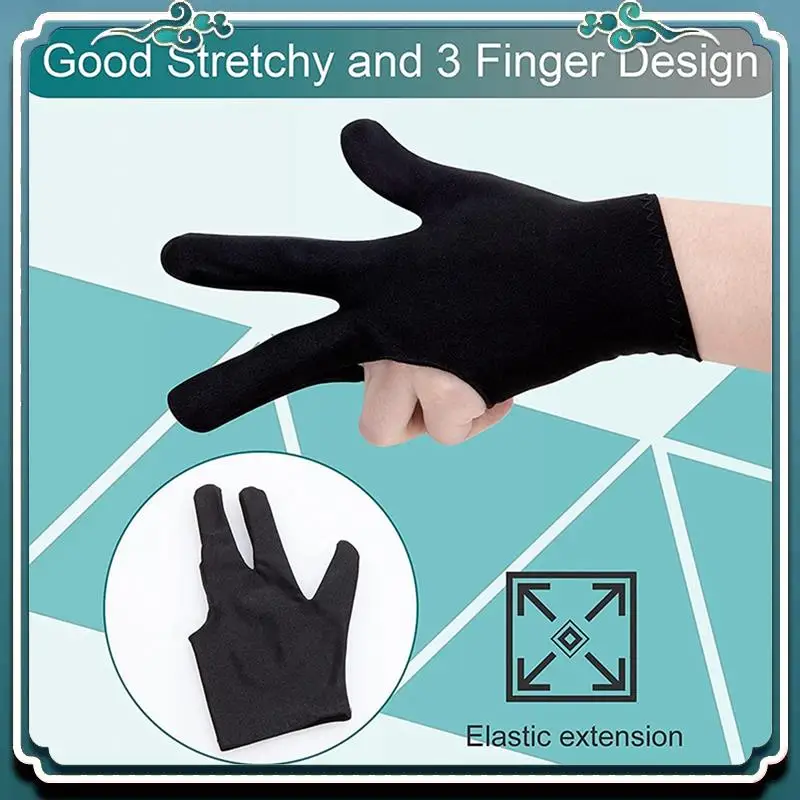 A65G-66 шт. бильярдные перчатки с 3 пальцами, кий, шутер, перчатки для бассейна, спортивные перчатки для женщин и мужчин, как левая и правая рука, черные