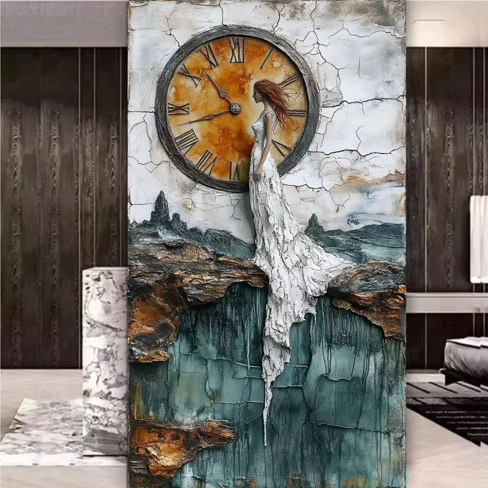 1pc frameless  DIY Diamond Mosaic Abstract Image Diamond Painting Art Kit Woman and Clock 5D Full Square Crystals Cross Stitch H - view 2
