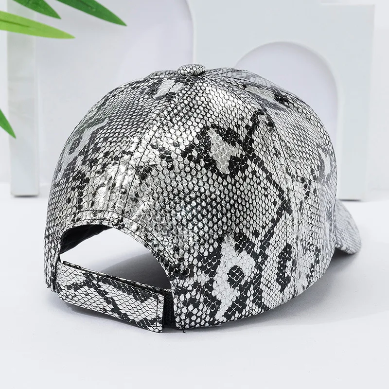 Lightweight Snake Print Leather Baseball Cap  Adjustable Hip-Hop Street Dance Hat for Outdoor Activities with Sun Protection