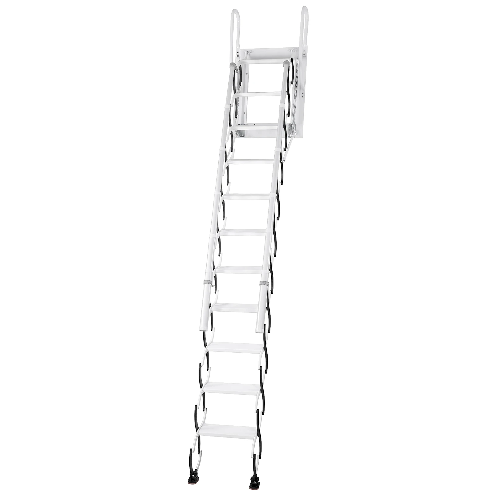 

9/11Steps Loft Foldable Ladder Wall-Mounted Attic Telescopic Staircase with 2 Handrails for Storehouse Basement