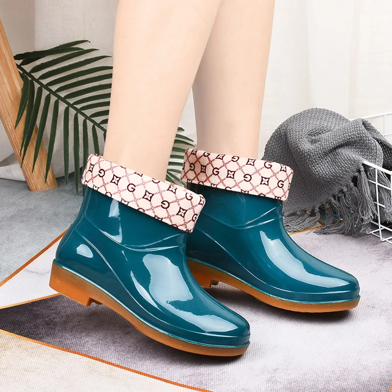 Rain Boots Women Low Anti-slip Fashion Kitchen Ladies Rain Shoes Short Fashion Water Shoes Oxfords Wearable Adult Water Shoes